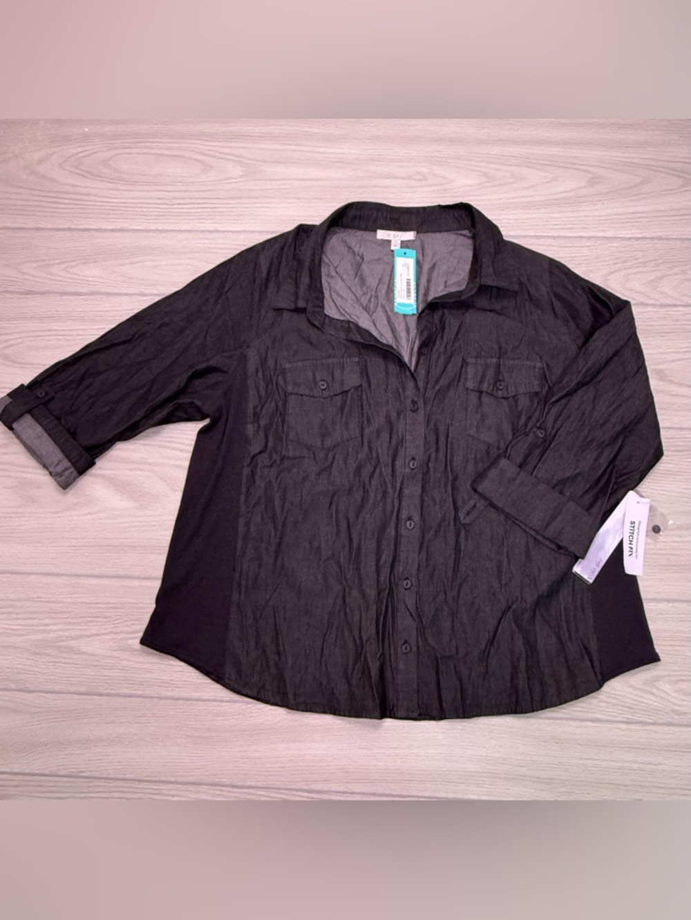 Stitch Fix Pale Sky Xandra Button Down Shirt Black - 2X